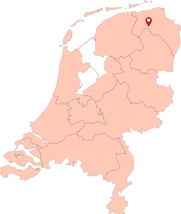 The Netherlands with a marker on Groningen