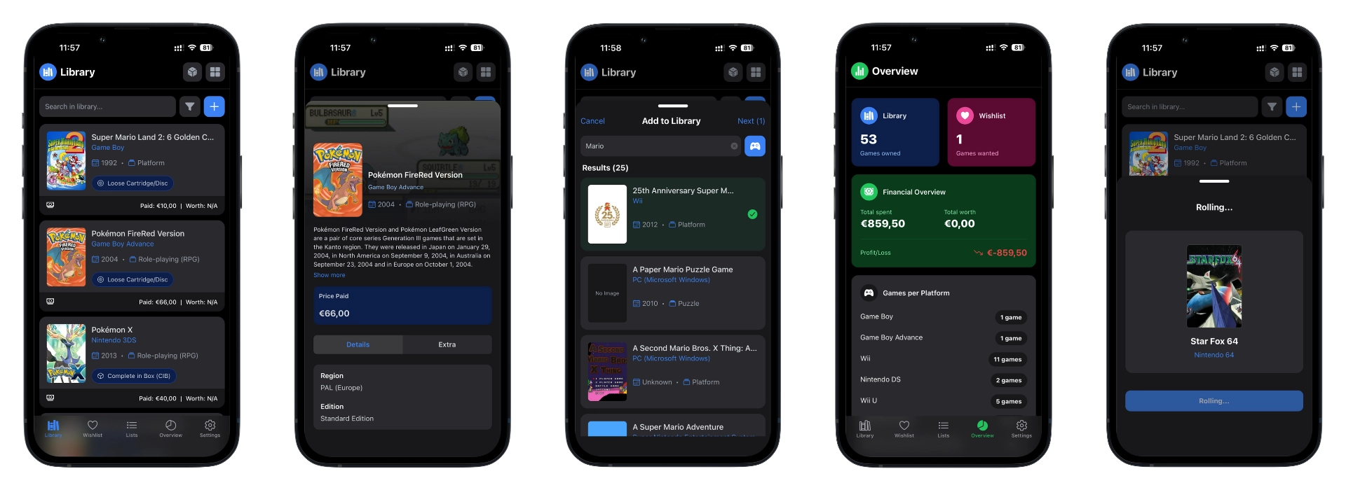 5 phones with the Gamestashr app